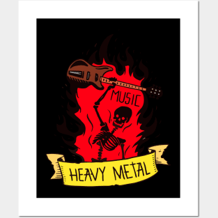Heavy metal music skull Posters and Art